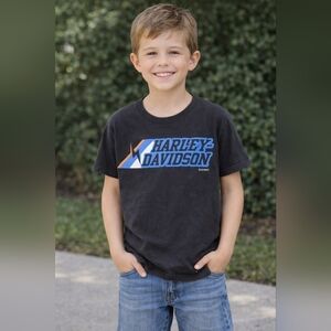 Harley-Davidson Kids Tee in Black with Blue and Orange Logo
